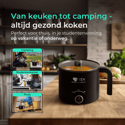 TEN® - Multicooker 1.8L – Electric Rice Cooker with Steamer – 200W/600W – Small Multicooker Rice Cooker