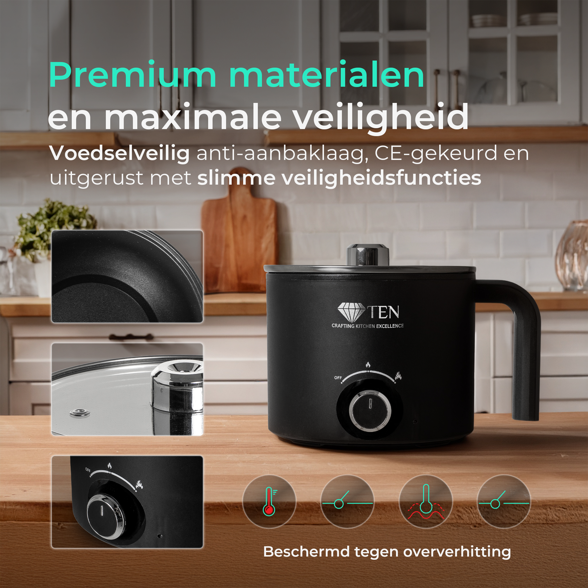 TEN® -  Elektrische Eierkoker 1.8L - 200W/600W - Tenkitchen.store