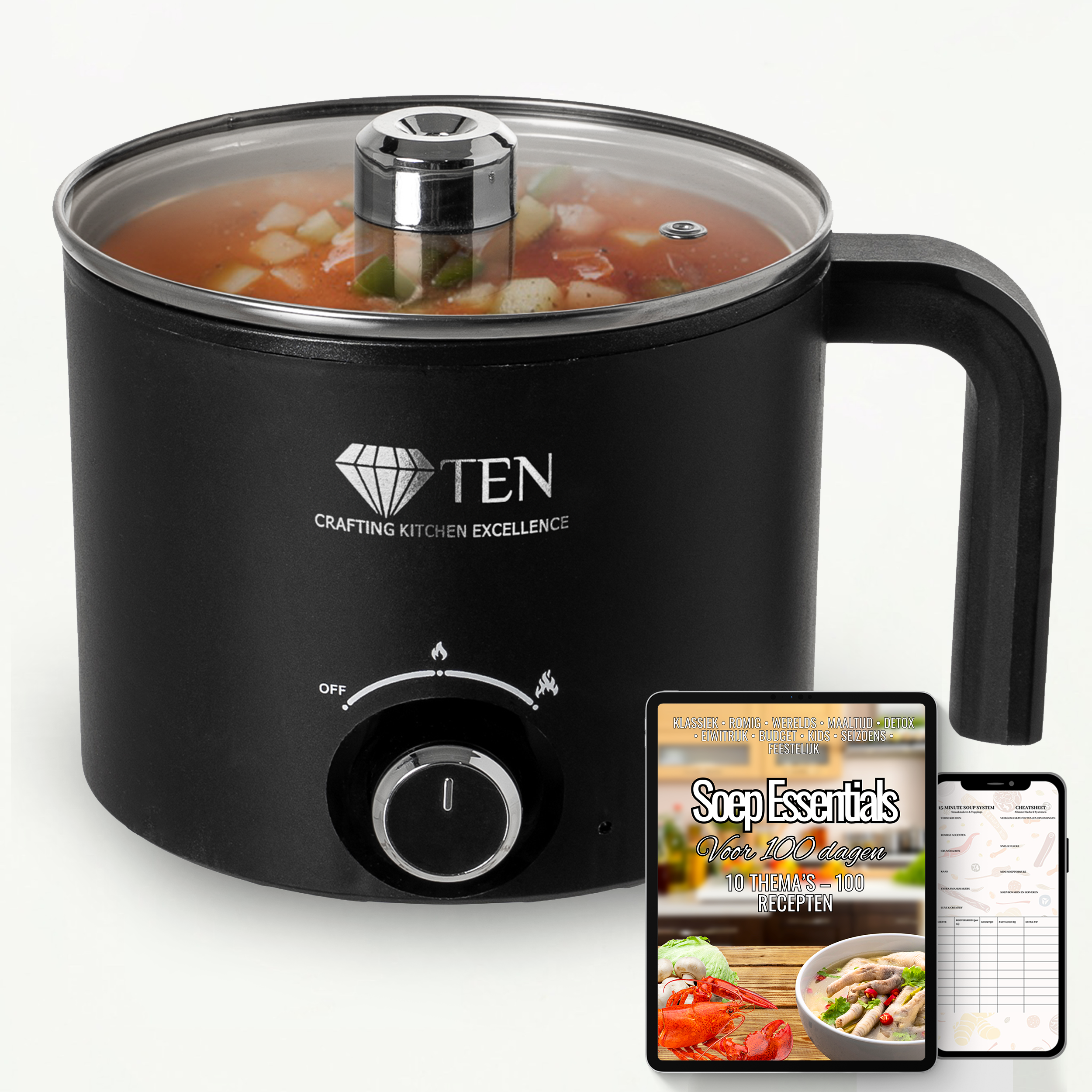 TEN® - Mini Soepmaker/Hotpot 1.8L -200W/600W - Tenkitchen.store