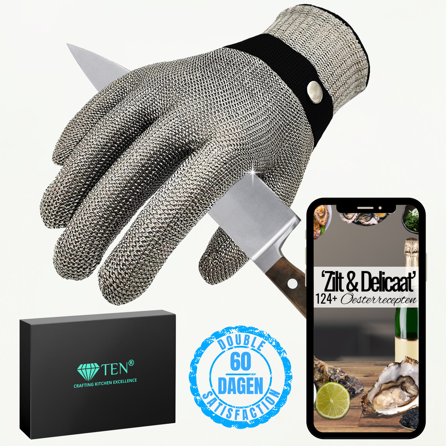 TEN® Oesterhandschoen - Veilig Openen van Oesters - Tenkitchen.store