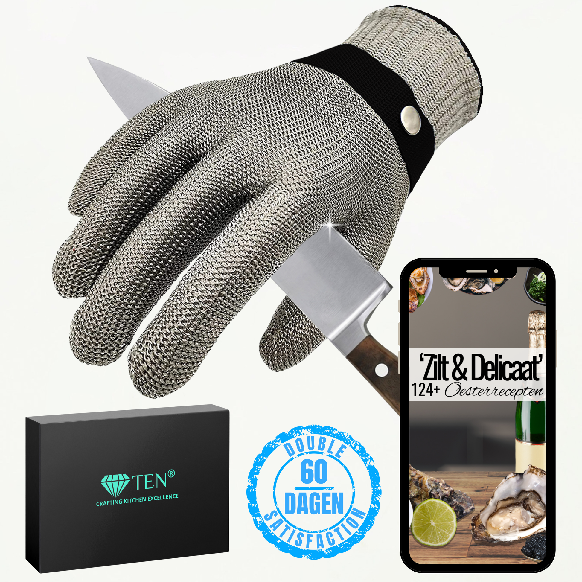 TEN® Oesterhandschoen - Veilig Openen van Oesters - Tenkitchen.store